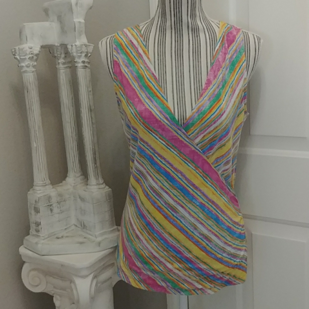 Lauren Ralph Lauren Striped Surplice Top